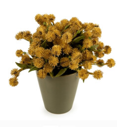 Candlelight Artificial Allium Plant in Ceramic Pot Yellow 20cm - thumbnail 1