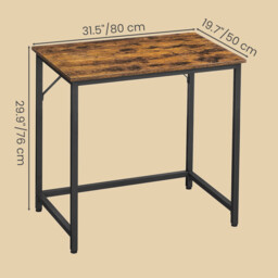 Writing Desk, 31.5 x 19.7 x 29.9 Inches, Computer Table for Home Office, Bedroom, Study, Brown and Black - thumbnail 6