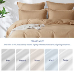 LeBonsoir Khaki Bedding Duvet Cover Set，230x220cm/50x75cmx2 Breathable Durable Soft Comfy， with Zip， 3 Pieces， Includes 1 Duvet Cover & 2 Pillowcases，NO Comforter - thumbnail 6