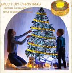 Ju7cer Ribbon light string 5 meters, 50 lights, 2 battery packs [self provided battery] Christmas tree decoration light, warm yellow, festive atmosphere, suitable for indoor and outdoor, Valentine's Day, weddings, suitable for Christmas - thumbnail 6