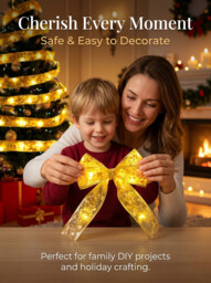 Ju7cer Ribbon light string 5 meters, 50 lights, 2 battery packs [self provided battery] Christmas tree decoration light, warm yellow, festive atmosphere, suitable for indoor and outdoor, Valentine's Day, weddings, suitable for Christmas - thumbnail 7