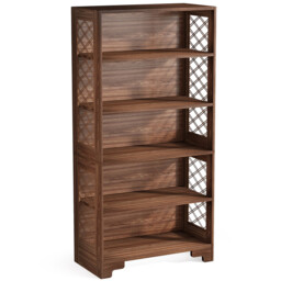 LANTINE Bookcase, 180 cm High Vintage Standing Shelf, 6 Tier Bookcase, Wooden Bookcase, with Open Display Shelves, for Living Room, Home Office, Industrial Design, Vintage Brown - thumbnail 7