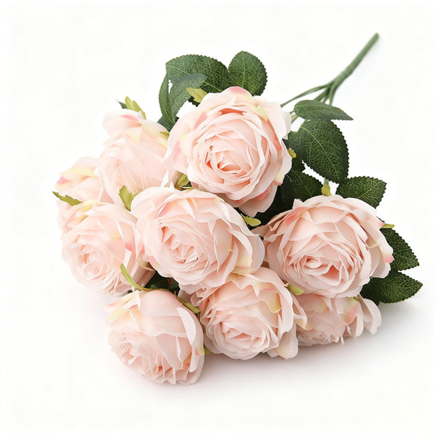 1Pc 18.89in/48cm Artificial Roses Flowers Arrangement Silk Bouquet for Home Office Parties Bridal and Wedding Decoration(pink)