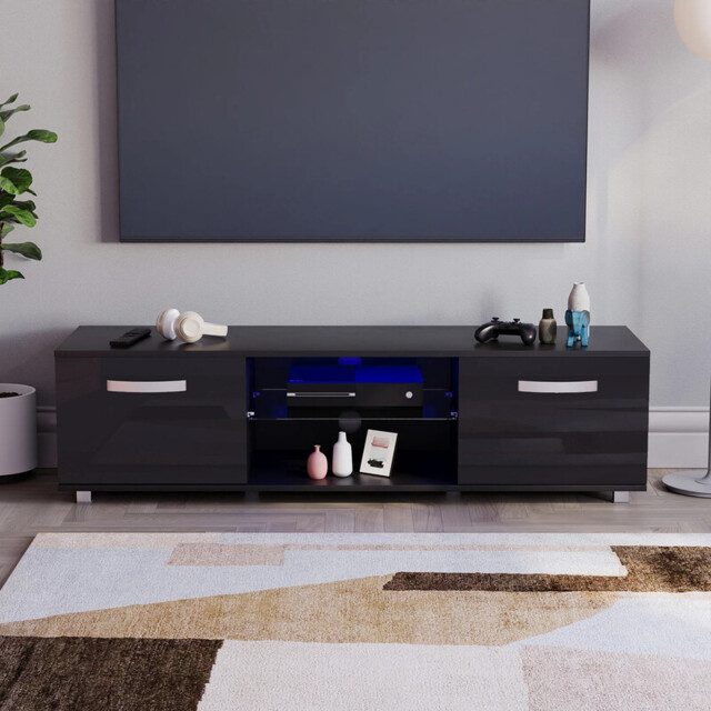Vida Designs TV Unit Cosmo LED 2 Doors Black L: 140cm - image 1