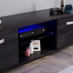 Vida Designs TV Unit Cosmo LED 2 Doors Black L: 140cm - thumbnail 3