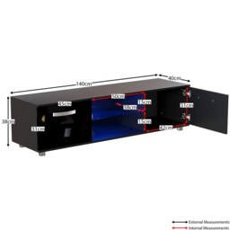 Vida Designs TV Unit Cosmo LED 2 Doors Black L: 140cm - thumbnail 5