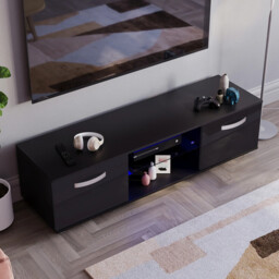 Vida Designs TV Unit Cosmo LED 2 Doors Black L: 140cm - thumbnail 7