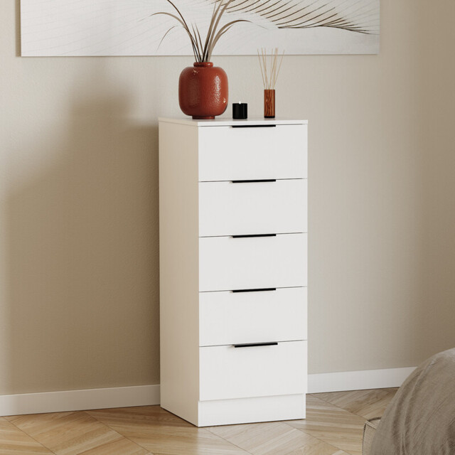 Vida Designs Drawer Chest Narrow Trega 5 Drawers White - image 1