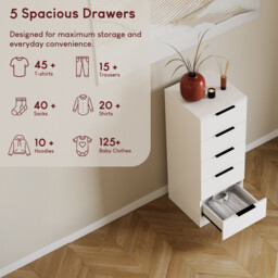Vida Designs Drawer Chest Narrow Trega 5 Drawers White - thumbnail 2