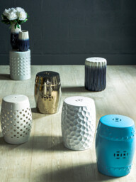 Interiors by Premier Side Table Azul Ombre Ceramic Dark Navy/Silver - thumbnail 3