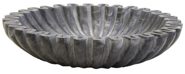 Fifty Five South Decorative Bowl Savio Fluted Marble Grey Small - image 1