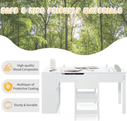COSTWAY 2-in-1 Kids Art Table Set with Chairs - White - thumbnail 3