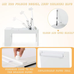 COSTWAY 2-in-1 Kids Art Table Set with Chairs - White - thumbnail 6