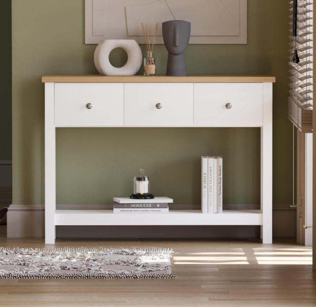 Vida Designs Console Table Arlington 3 Drawers White/Oak Effect