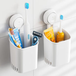 TAILI Suction Toothbrush Holder 2 Pack, Tumblers Replacement Shower Toothbrush Holder for Wall, Powerful Toothpaste Toothbrush Suction Cup, Self-draining Shower Razor Holder, Kitchen Tableware Holder - thumbnail 1