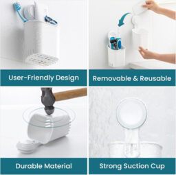 TAILI Suction Toothbrush Holder 2 Pack, Tumblers Replacement Shower Toothbrush Holder for Wall, Powerful Toothpaste Toothbrush Suction Cup, Self-draining Shower Razor Holder, Kitchen Tableware Holder - thumbnail 6