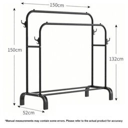 SNSP Clothes Rack Freestanding Hanger Double Pole Multifunctional Clothes Rack for Bedrooms - Black Super Deals - thumbnail 4