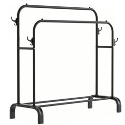 SNSP Clothes Rack Freestanding Hanger Double Pole Multifunctional Clothes Rack for Bedrooms - Black Super Deals - thumbnail 1