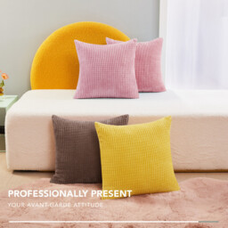 Deconovo Velvet cushion cover pink color  50*50cm 1pc - thumbnail 2