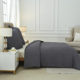 Meeallhome  Washed Brushed Duvet Cover Set 230*220cm/50*75cm*2  Dark Gray - thumbnail 7