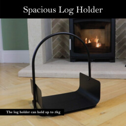 JVL Conway Modern Fireside Log/Coal Holder – Black, Steel - thumbnail 4
