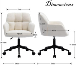 chairus Desk Chair Velvet Home Office Chair 360° Swivel Task Chair with Adjustable Height - thumbnail 3