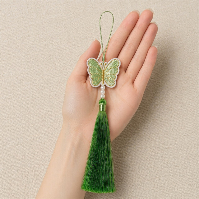 Huacan Butterfly Long Banzhuo Green Fringe