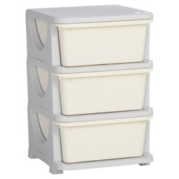 HOMCOM Kids Storage Units with 3 Drawers 3 Tier Chest Vertical Dresser Tower Toy Organiser for Nursery Playroom Kindergarten Cream - thumbnail 1