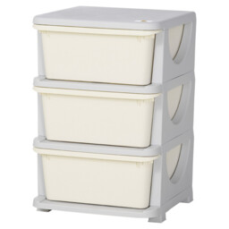 HOMCOM Kids Storage Units with 3 Drawers 3 Tier Chest Vertical Dresser Tower Toy Organiser for Nursery Playroom Kindergarten Cream - thumbnail 5