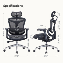 Sihoo Doro C300 Ergonomic Office Chair with Ultra Soft 3D Armrests, Dynamic Lumbar Support for Home Office, Adjustable Backrest Desk Chair (Black) - thumbnail 4