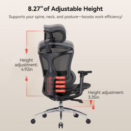 Sihoo Doro C300 Ergonomic Office Chair with Ultra Soft 3D Armrests, Dynamic Lumbar Support for Home Office, Adjustable Backrest Desk Chair (Black) - thumbnail 3