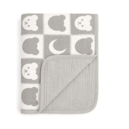 Benarita Baby Blanket, 100×110cm, Grey, 1 Pack, Gauze with Polyester Filling, OEKO-TEX Certified, Double-Layer Breathable, Soft and Warm, Suitable for Swaddling, Stroller Cover, and Nursing Cover