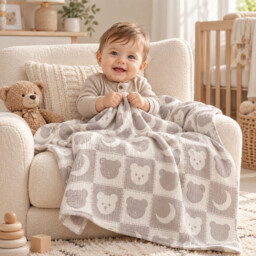 Benarita Baby Blanket, 100×110cm, Grey, 1 Pack, Gauze with Polyester Filling, OEKO-TEX Certified, Double-Layer Breathable, Soft and Warm, Suitable for Swaddling, Stroller Cover, and Nursing Cover - thumbnail 2