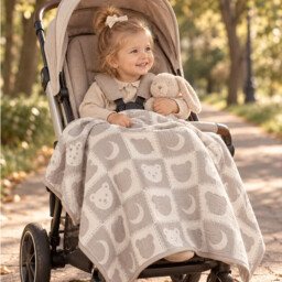 Benarita Baby Blanket, 100×110cm, Grey, 1 Pack, Gauze with Polyester Filling, OEKO-TEX Certified, Double-Layer Breathable, Soft and Warm, Suitable for Swaddling, Stroller Cover, and Nursing Cover - thumbnail 3