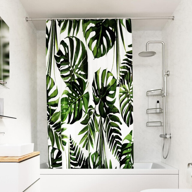 Croydex Shower Curtain Botanical Proseal® Green 180x180cm - image 1
