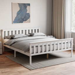 Vida Designs Bed Frame Milan Wooden High Foot White King - thumbnail 1