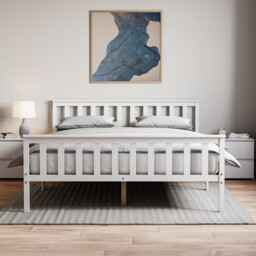 Vida Designs Bed Frame Milan Wooden High Foot White King - thumbnail 2