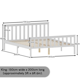 Vida Designs Bed Frame Milan Wooden High Foot White King - thumbnail 6