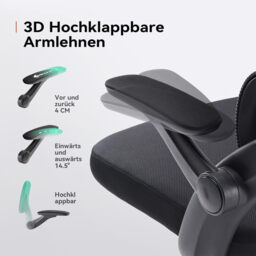 SIHOO Ergonomic Mesh Office Chair, High Back Desk Chair with 3D Armrests, Up & Down Lumbar Support, Swivel Computer Task Chair, Black - thumbnail 7