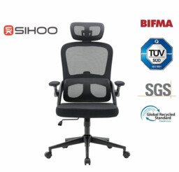 SIHOO Ergonomic Mesh Office Chair, High Back Desk Chair with 3D Armrests, Up & Down Lumbar Support, Swivel Computer Task Chair, Black - thumbnail 6