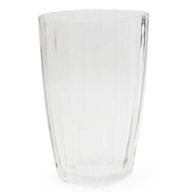 Candlelight Vase Ridged Oval Glass Clear H:28cm - image 1
