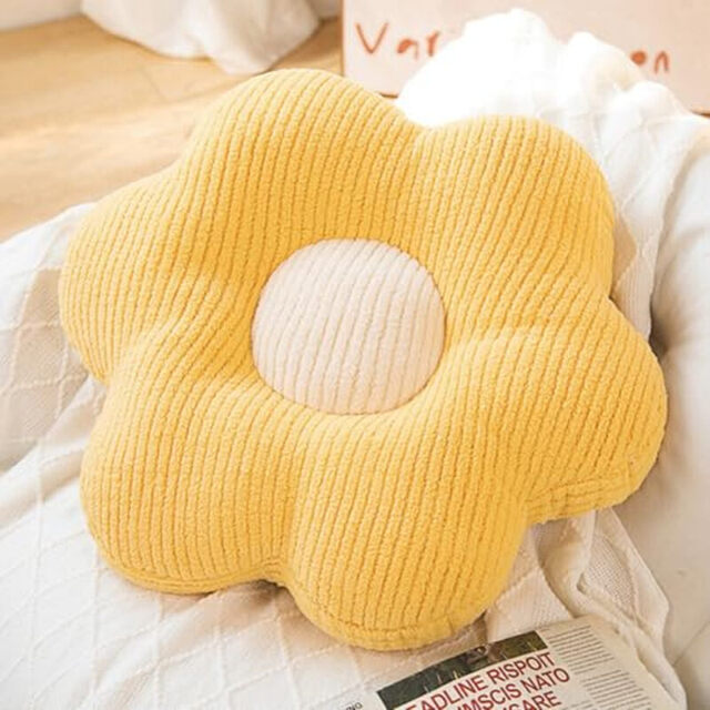 Flower-Shaped Cute Floor Pillow Flower Chair Cushions Reading Meditation Floor Pillow and Leisure and Comfortable Pillow(19.6in),yellow - image 1