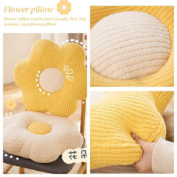 Flower-Shaped Cute Floor Pillow Flower Chair Cushions Reading Meditation Floor Pillow and Leisure and Comfortable Pillow(19.6in),yellow - thumbnail 4