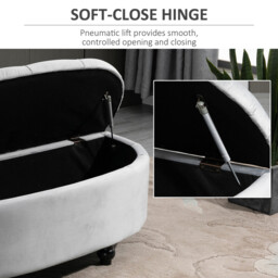 HOMCOM Ottoman Storage Curved Tufted Velvet Grey/Black - thumbnail 5