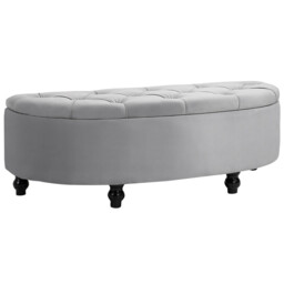 HOMCOM Ottoman Storage Curved Tufted Velvet Grey/Black - thumbnail 4