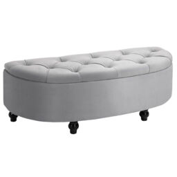 HOMCOM Ottoman Storage Curved Tufted Velvet Grey/Black - thumbnail 1