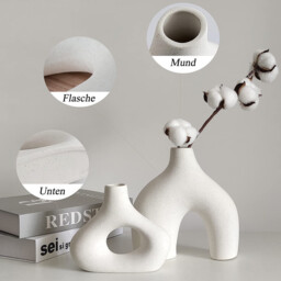 2pcs/19cm7.4in14cm5.51in White Ceramic Vase Set of 2 Double Mountain Vases for Modern Boho Nordic Minimalism Style Decoration Vases for Living Room, Wedding, Dinner Table, Party, Office and Bedroom - thumbnail 6