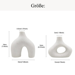 2pcs/19cm7.4in14cm5.51in White Ceramic Vase Set of 2 Double Mountain Vases for Modern Boho Nordic Minimalism Style Decoration Vases for Living Room, Wedding, Dinner Table, Party, Office and Bedroom - thumbnail 2