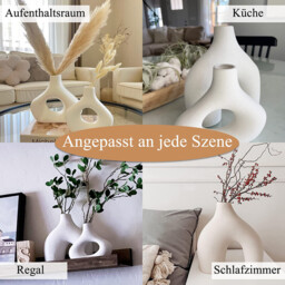 2pcs/19cm7.4in14cm5.51in White Ceramic Vase Set of 2 Double Mountain Vases for Modern Boho Nordic Minimalism Style Decoration Vases for Living Room, Wedding, Dinner Table, Party, Office and Bedroom - thumbnail 3