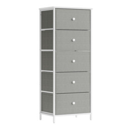 JOYFURNOS   Chest of Drawers, Storage Cabinet with 5 Fabric Drawers, Grey and White - thumbnail 1